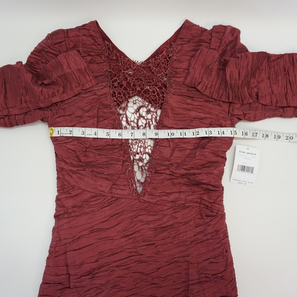 Free People Ruched Bodycon Dress 8 Wine - Picture 6 of 8